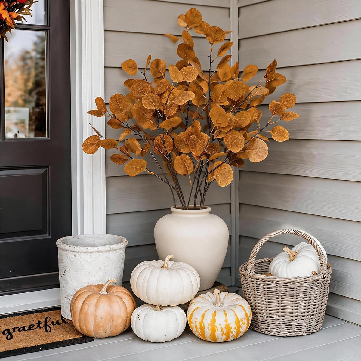 6 Pcs 35" Artificial Eucalyptus Stems Fall Decor Faux Eucalyptus Branches