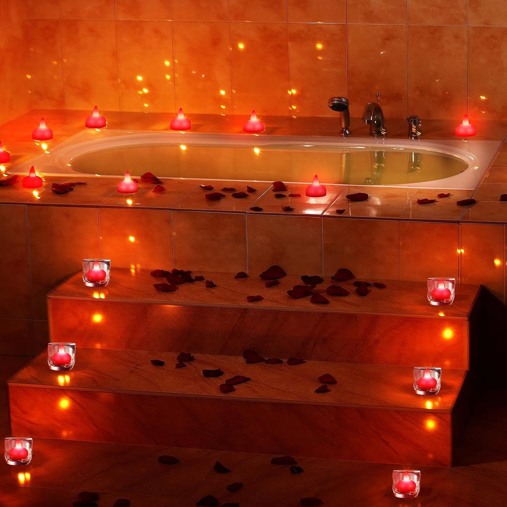 Honoson 24 Pack Red Flameless LED Floating Candles Battery Operated