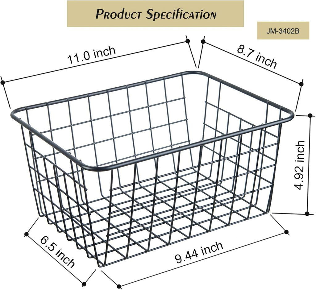 JUNCHU CHERRY Wire Kitchen Storage Basket 4 Packs,Perfect Pantry Organization Accessories Baskets,Laundry Basket,Countertop Organization,Suitable for Kitchen,Bathroom,Bedroom,Tabletop,Rose gold