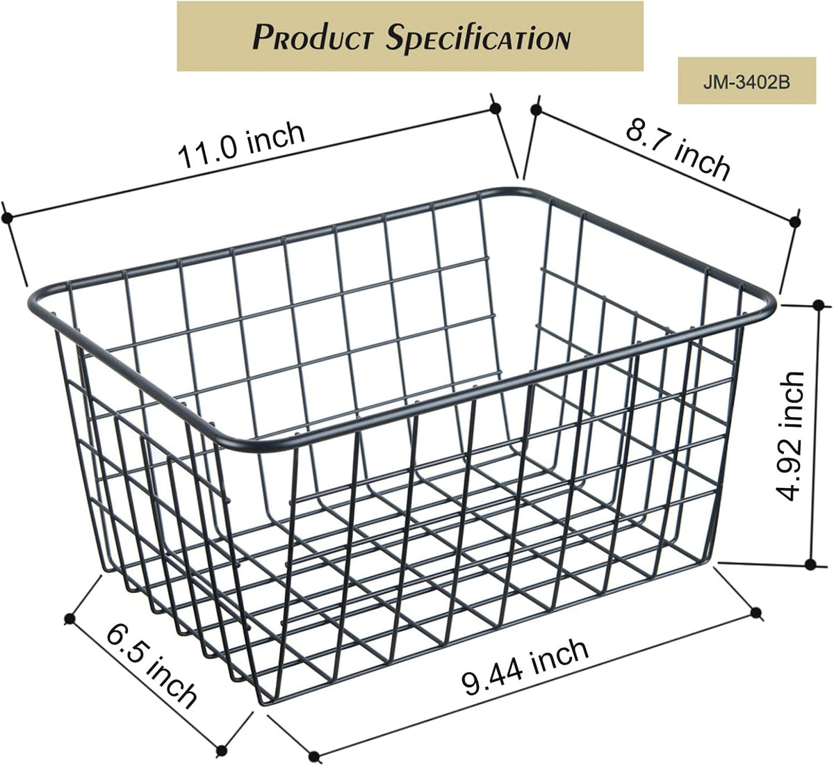 JUNCHU CHERRY Wire Kitchen Storage Basket 5 Packs,Perfect Pantry Organization Accessories Basket,Laundry,Countertop Organization,Suitable for Kitchen,Bathroom,Bedroom,Tabletop,Stackable,Black
