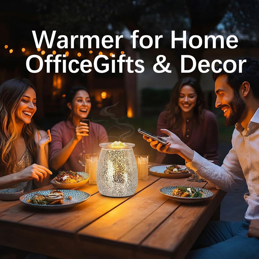 Electric Wax Warmer,Electric Wax Melt Warmer，Ice Crack Glass Pattern for Home Office Gifts & Decor (Cracked Glass)