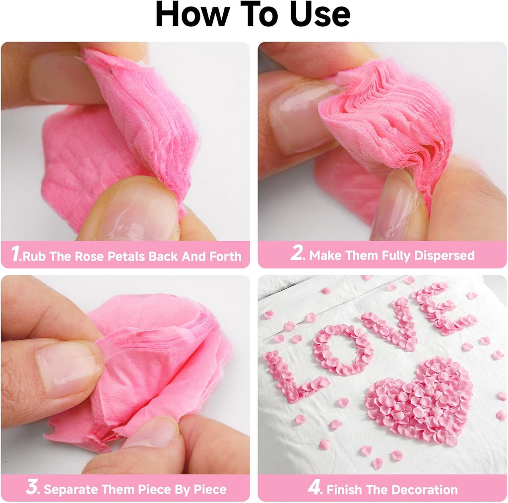 Anwyll 3000Pcs Pink Rose Petals - Artificial Faux Flowers Fake Rose Petals for Wedding Proposal Engagement Romantic Night Anniversary Valentine's Galentine's Day Decoration Home Room Party Decor