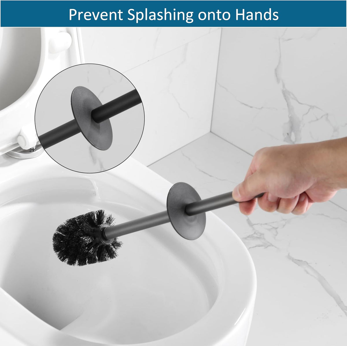 BVL Toilet Brush and Holder 2 Pack for Two Bathrooms, Matte Black