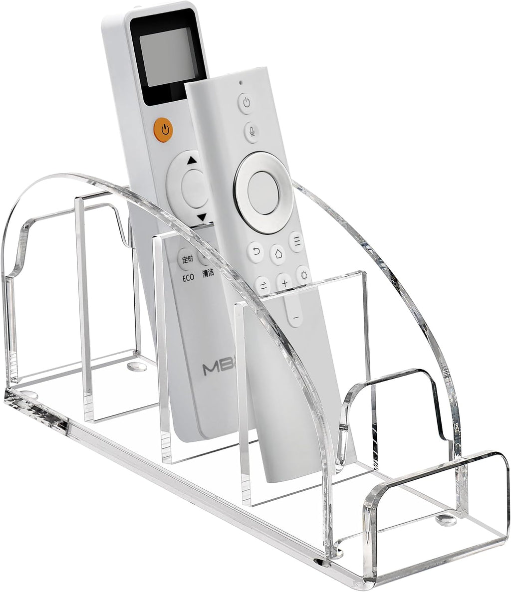DINGHUO Acrylic Remote Control Holder, 5 Compartments Desk Remote Caddy
