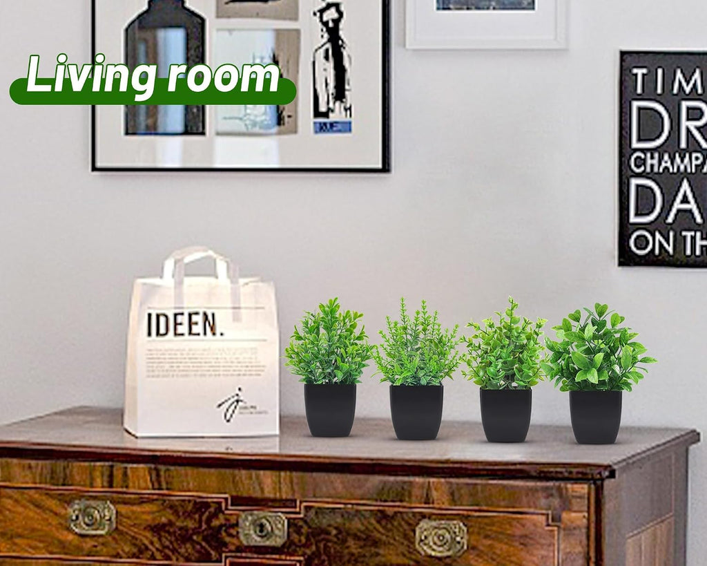 Der Rose 4 Pack Fake Plants Black Faux Plants Indoor for Farmhouse Decor