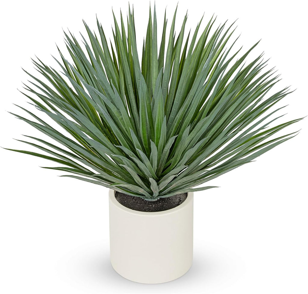 Briful Large Agave Plant Artificial in Resin White Pot, 26.3in Outdoor Fake Agave Plant Realistic Artificial Agave Cactus for Indoor Home Office Garden Front Patio Decor