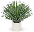 Briful Large Agave Plant Artificial in Resin White Pot, 26.3in Outdoor Fake Agave Plant Realistic Artificial Agave Cactus for Indoor Home Office Garden Front Patio Decor