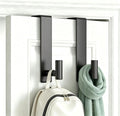 Stainless Steel Over The Door Hooks Heavy Duty, Bathroom Towel Holder Door Mount Coat Rack Towel Rack for Bedroom, Doors Hangers Towel Hooks for Bathroom Dorm Essentials (Black, 2 Pack)