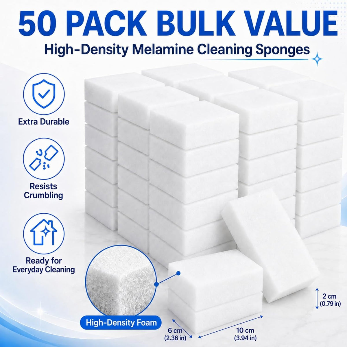 Magic Eraser - Pack of 50 Melamine Sponge Pads