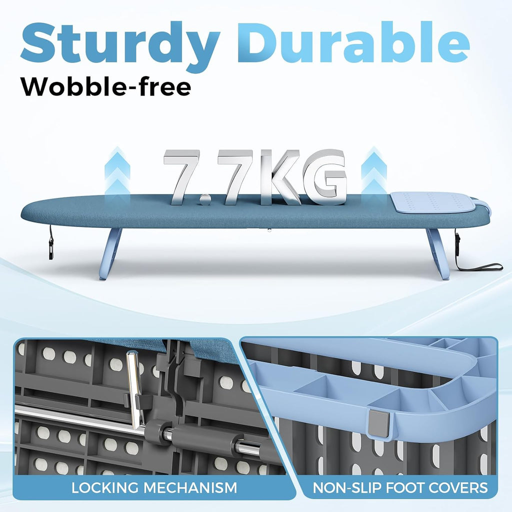 KINGBOARD Small Ironing Board with Iron Mat, Compact Tabletop Iron Board