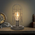Small Touch Table Lamp, 3 Way Dimmable Industrial Nightstand Lamp, Gray
