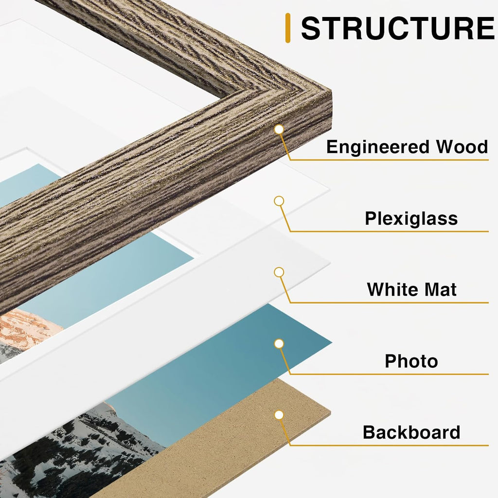 Vittanly 10 Pack Picture Frames Collage Wall Decor, Grayish Brown