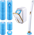 wlich Disposable Toilet Brush Set With 48 Refills, Wall-Mount Holder