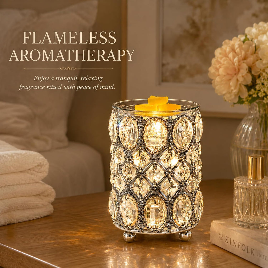 Leyoue Wax Warmer Wrought Iron Crystal Wax Melt Warmer Electric Oil Burner Wax Melt for Gifts & Decor, Home, Office, SPA,Bedroom