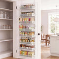 Over the Door Pantry Organizer, 8-Tier Heavy-Duty Door Spice Rack with Mesh Baskets, Height Adjustable & Anti-Swing Design, Pantry Door Organizers and Storage for Kitchen, Bathroom