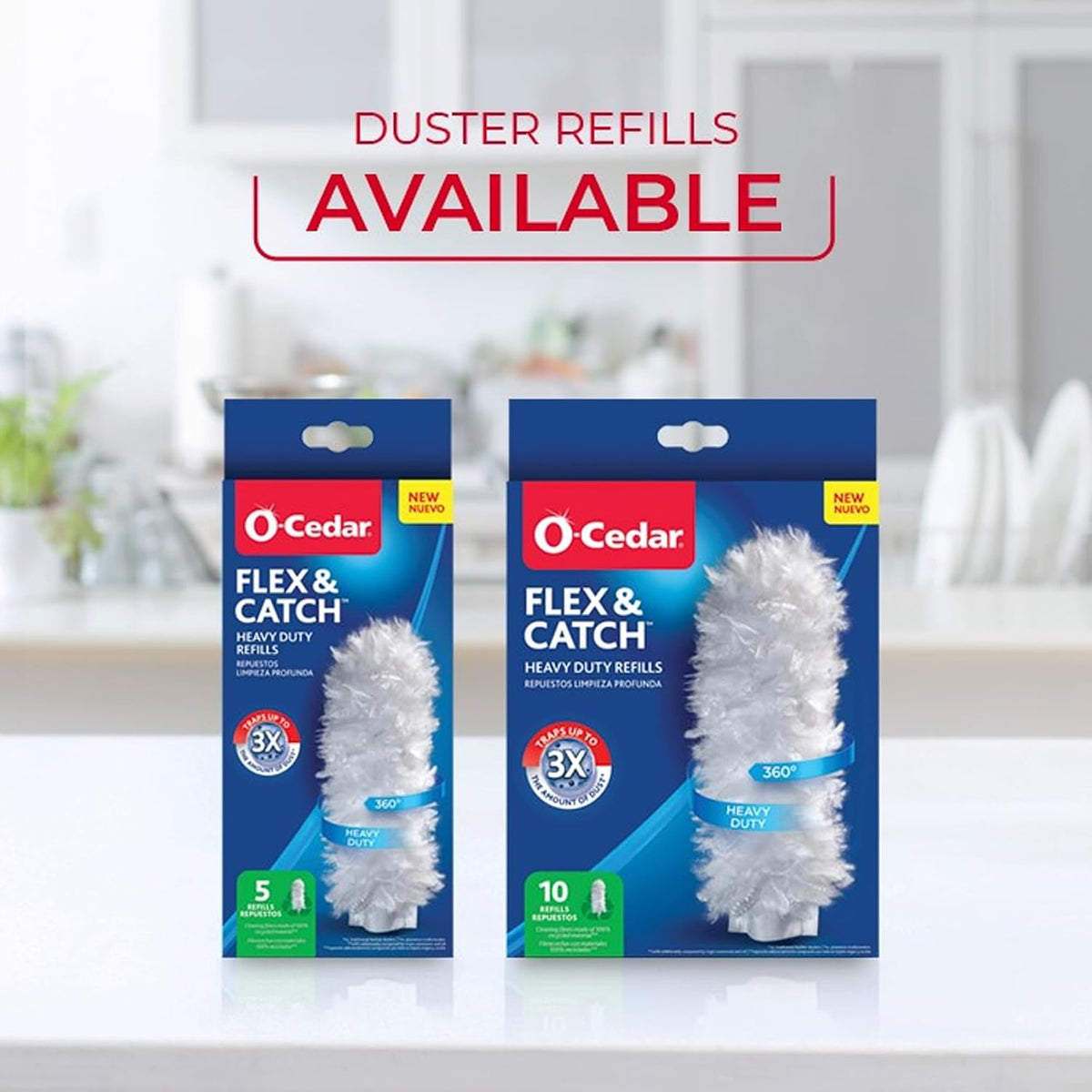 O-Cedar Flex & Catch Heavy Duty Dusting Kit with 15 Disposable Duster Refills | New & Improved Model | Extendable 3 Ft Handle with Stay-On Duster Hook | Traps 3X More Dust Than Feather Dusters