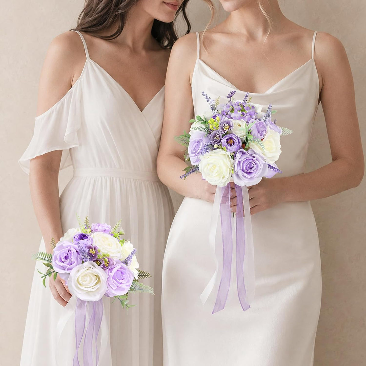 Bride Bouquets for Wedding 8.5 Inch Lilac Artificial Rose Flower Bridal Bouquets for Bride Wedding Bridesmaid Marriage Proposal Party Anniversary Church Decoration