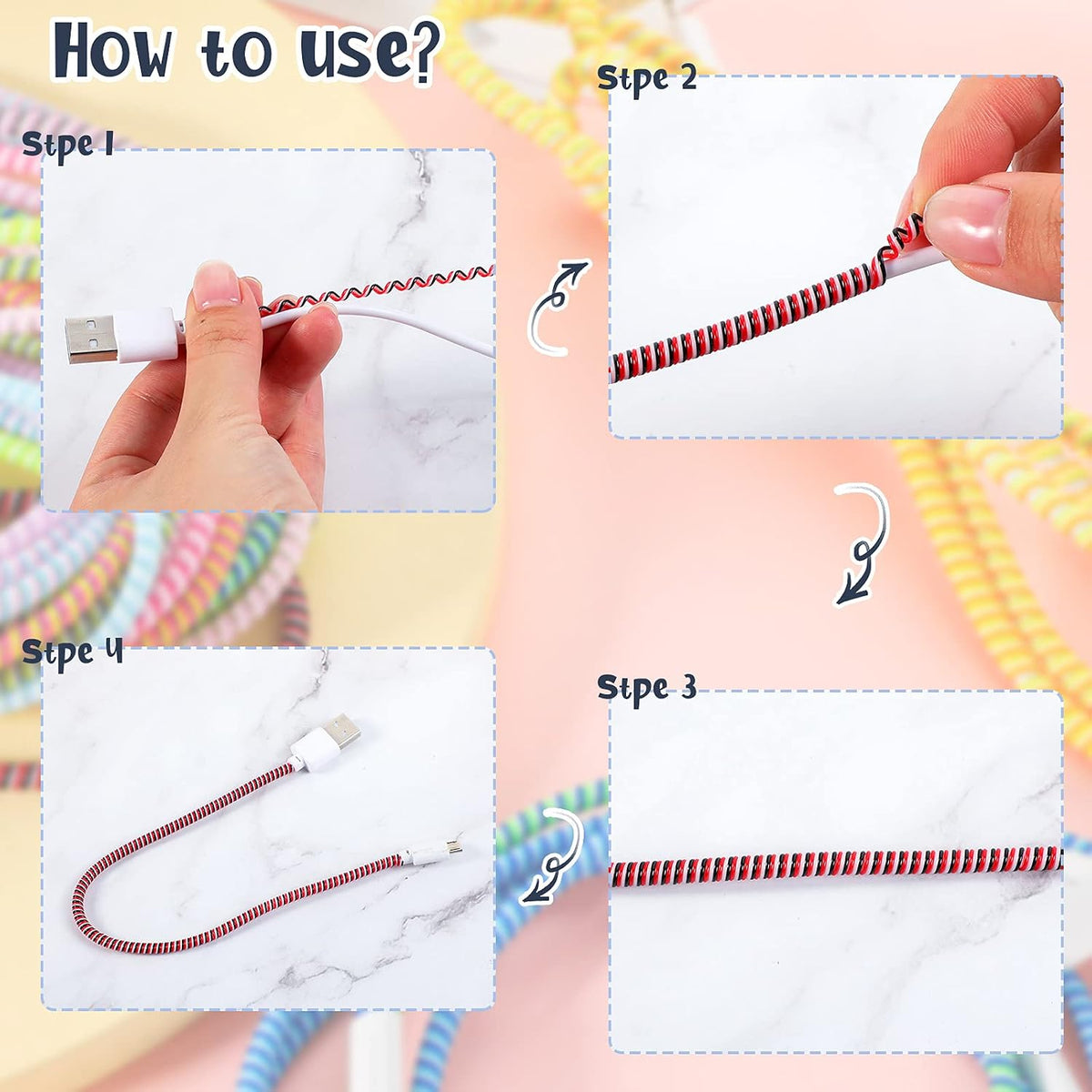 Frienda 15 Pcs Spiral Cord Protectors from Pets No Chew Vivid Color