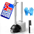 4in1 Toilet Plunger and Brush Set - Home Bathroom Cleaning Tools