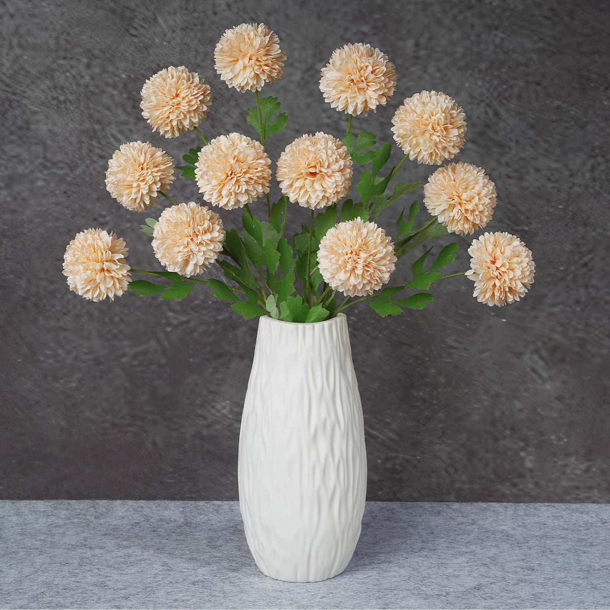 Artificial Flowers Faux Mums, Real Looking Flores Artificiales para Decoration, Faux Flowers Silk Chrysanthemum -28.34'', 12 Flowers for Decoration Indoor, Table Centerpieces(4, Champagne)