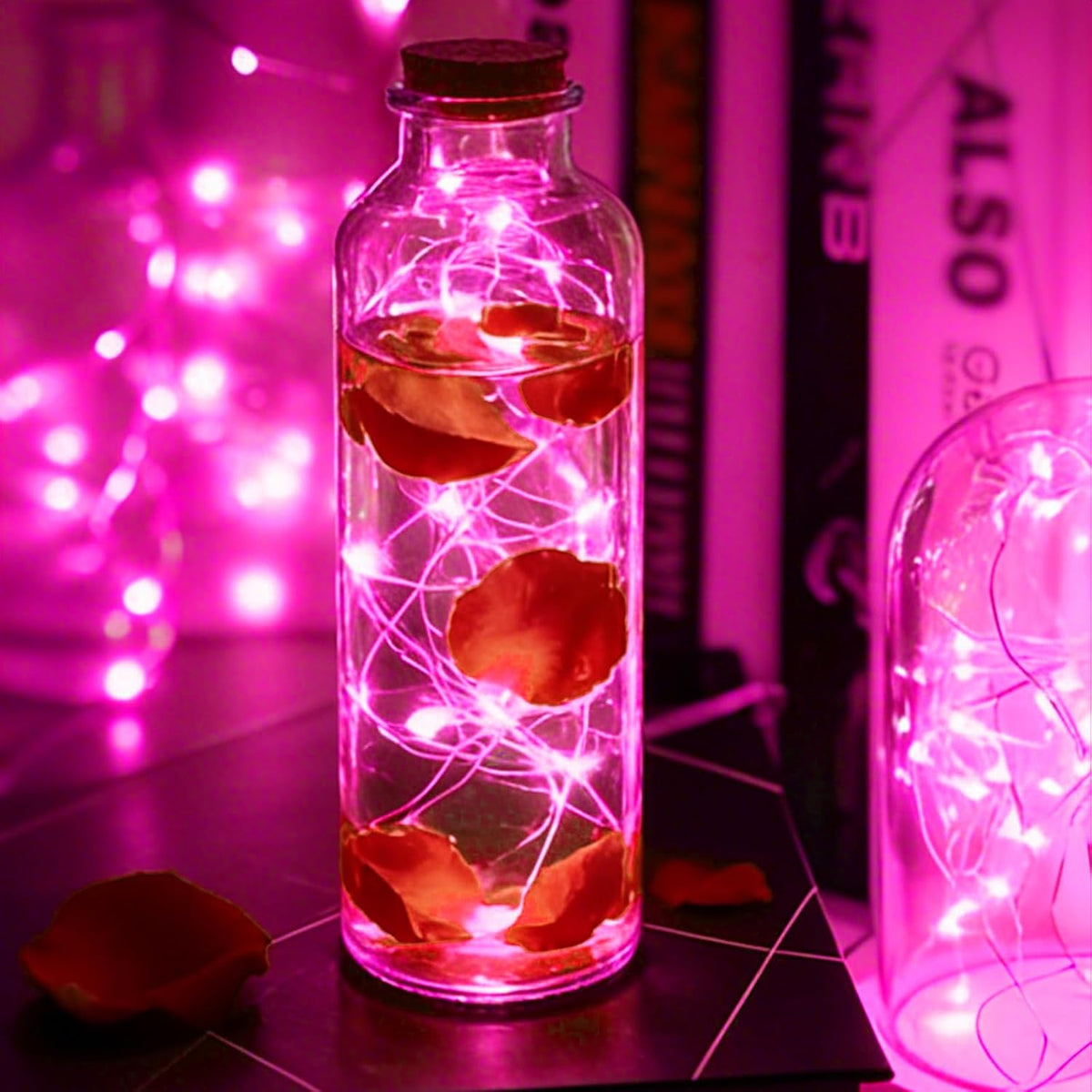 LAMPHOME 20 Pack Pink Fairy Lights, Battery Operated Valentine String Lights, 20 LED on 6.6FT Firefly Fairy for Wedding Party Mason Jar Christmas Bedroom Galentine's Day Valentines Day Decoration
