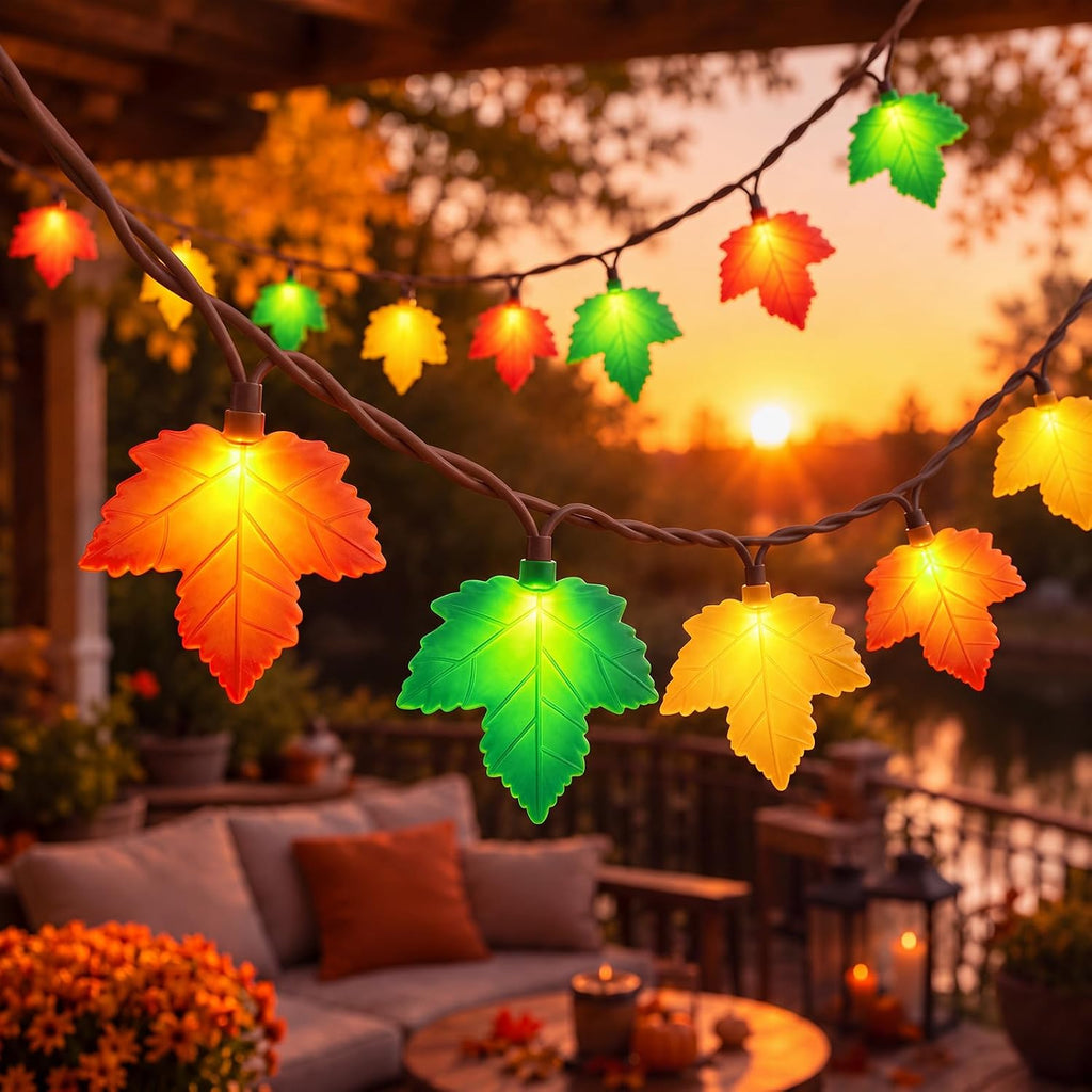 Fall Decor String Lights, 12FT 20 LED Thanksgiving Leaf Lights Plug in