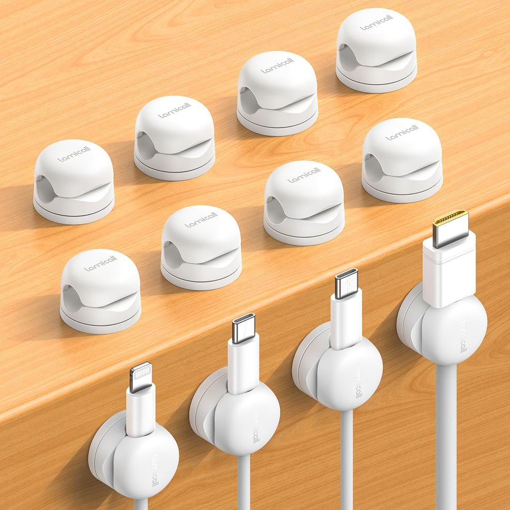 Lamicall 12Pack Rotating Cord Organizer, Desk Office Nightstand Accessories