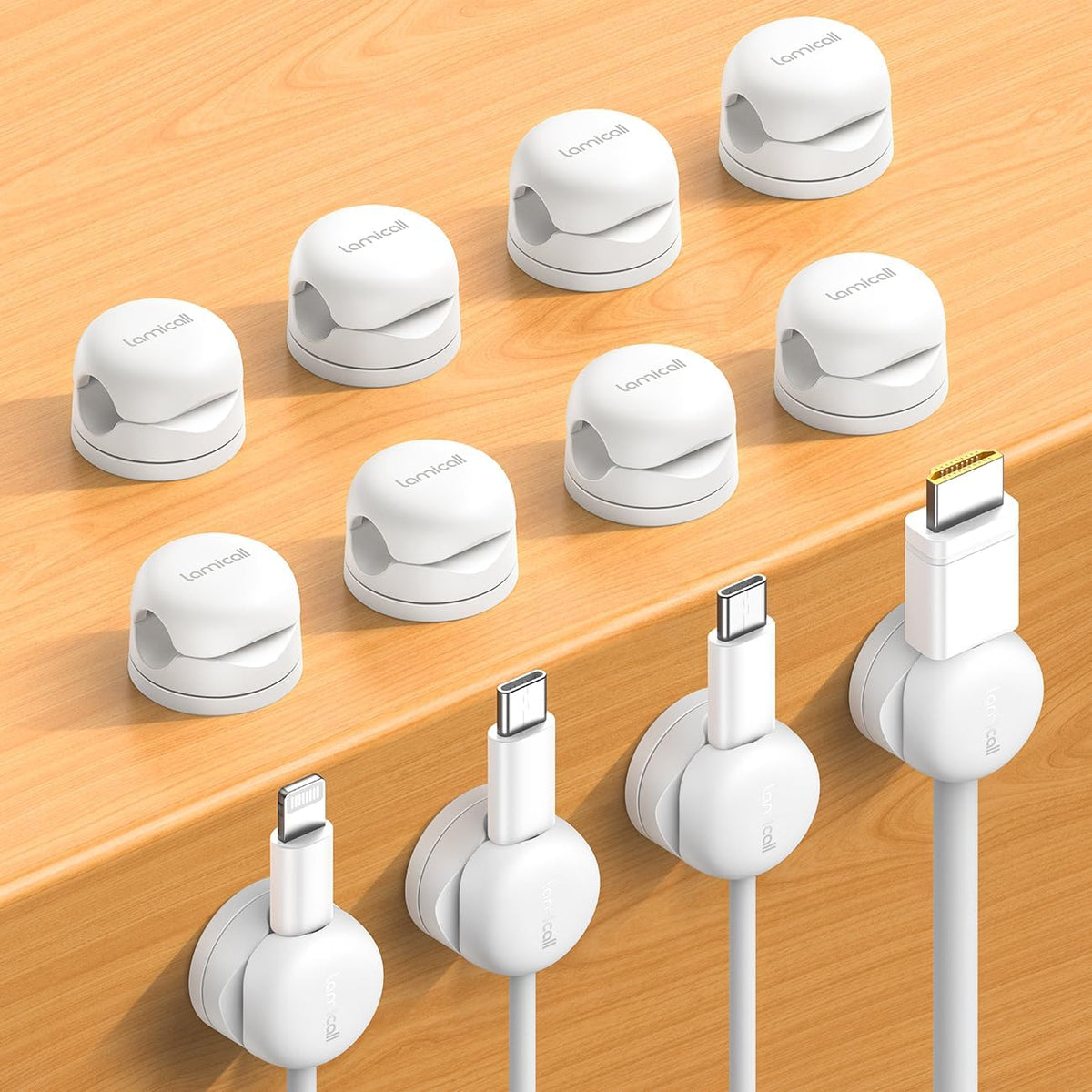 Lamicall 12Pack Rotating Cord Organizer, Desk Office Nightstand Accessories