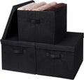 WUIKE Collapsible Storage Bins with Lids, Black, Extra Large, 3-Pack