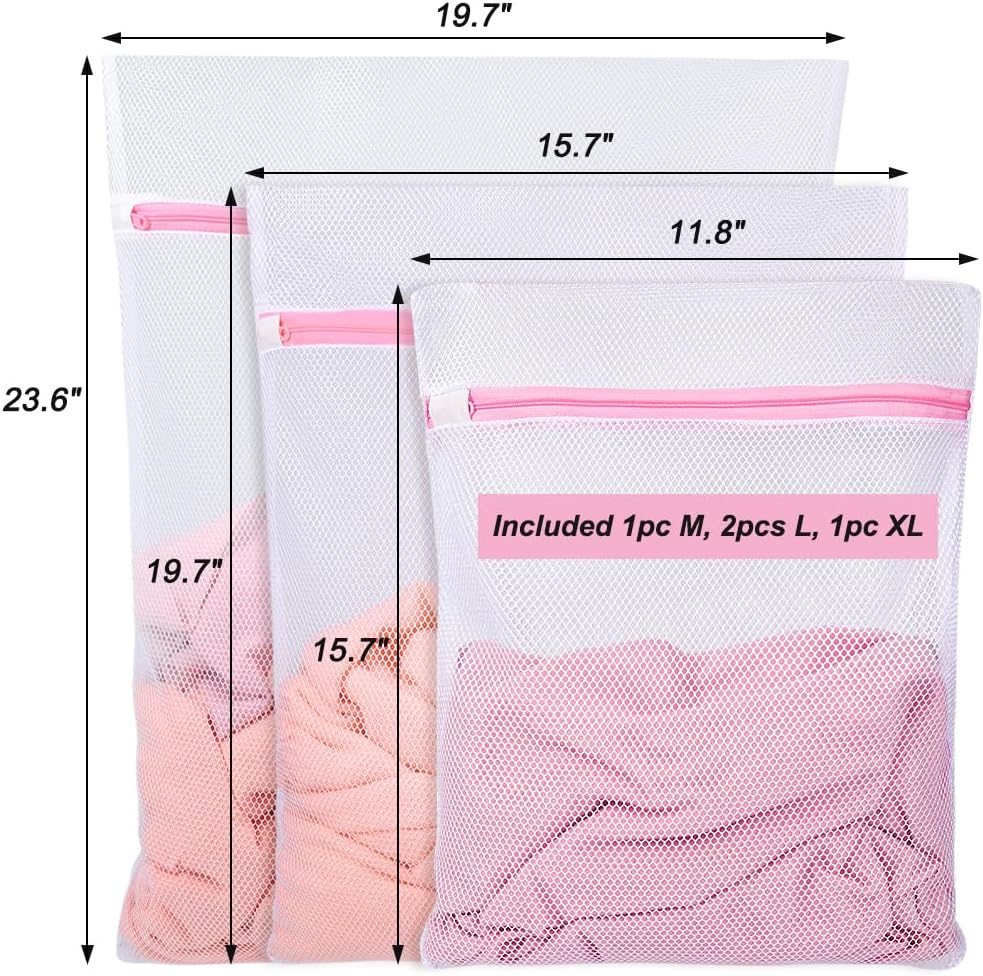 Vivifying Mesh Laundry Bags, 4 Pack, 3 Sizes, Polyester Wash Bags