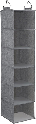 Household Essentials 6 Shelf Hanging Closet Organizer, Hanging Closet Shelf, Fabric Poly Linen and PEVA Shelving