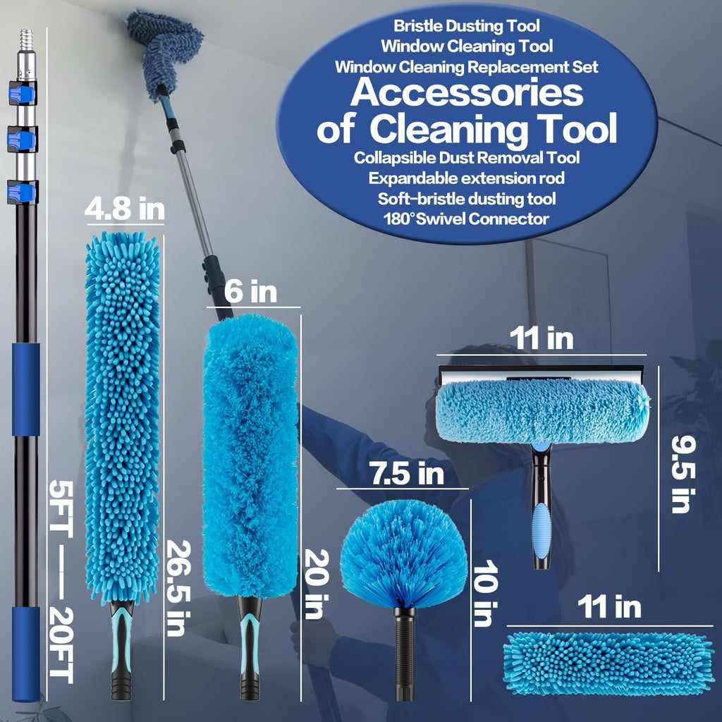 26FT High Reach Duster Cleaning Kit with 5-20 FTExtension Pole