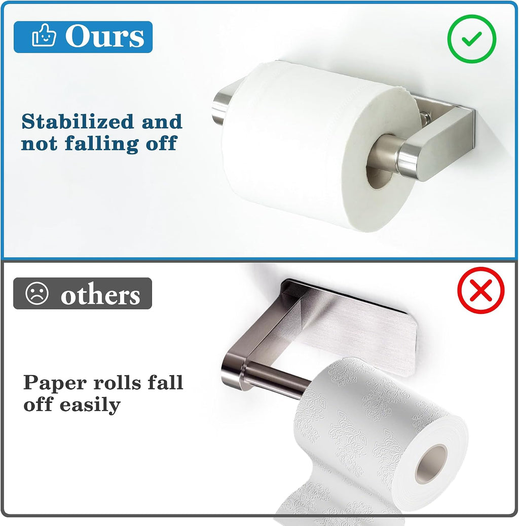 Alise Toilet Paper Holder Wall Mounted with Adhesive or Wall Drill, Brushed