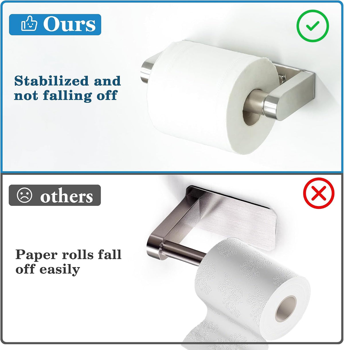 Alise Toilet Paper Holder Wall Mounted with Adhesive or Wall Drill, Brushed