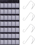 35 Pocket Over Door Shoe Organizer with 4 Metal Hooks（Black-White）