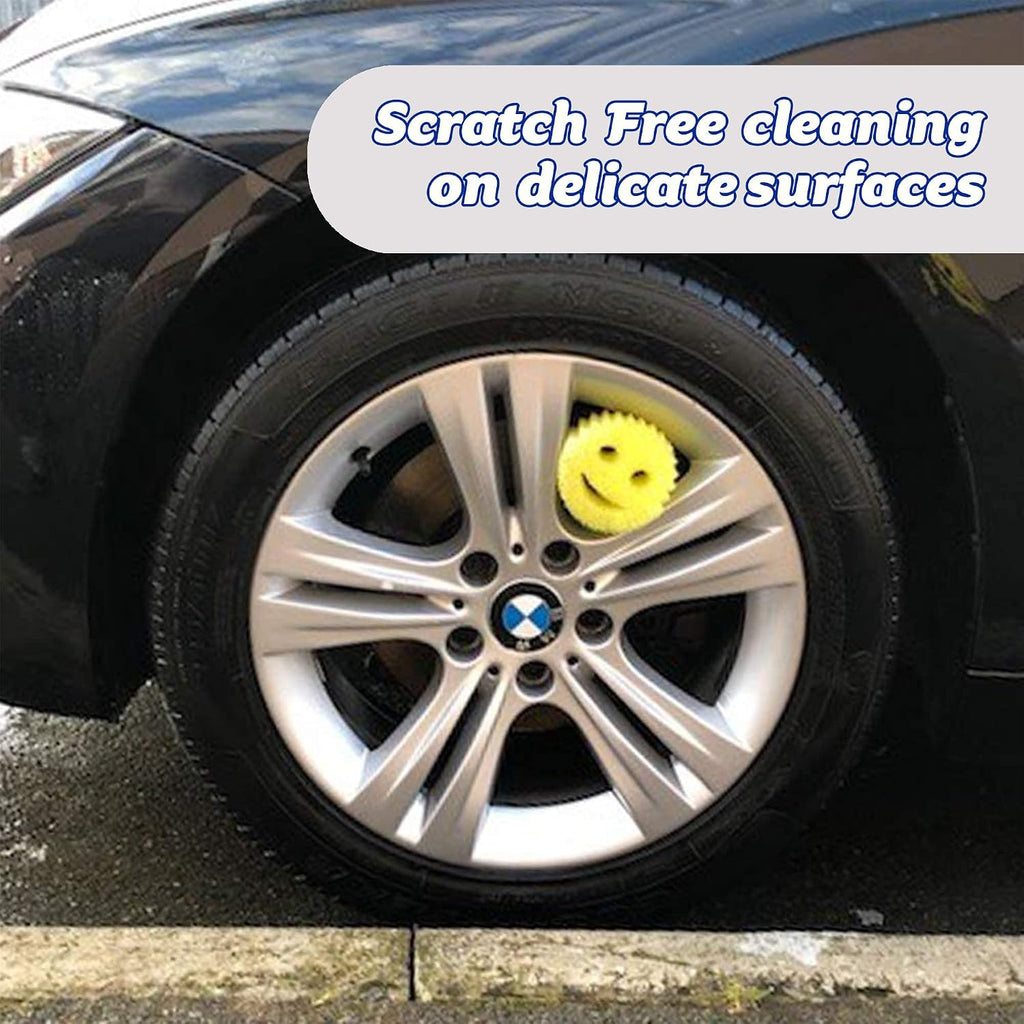 Scrub Daddy Original Dish Sponge Twin Pack, Smiley Face Sponges for Cleaning & Washing Up - Multipack Kitchen Non Scratch Scourers with FlexTexture Firm & Soft Scrubbing, Dishwashing Scrubber - Yellow