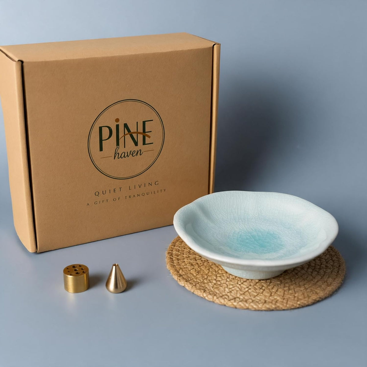 Pinehaven Ceramic Incense Holder Burner, Sticks & Cones Ash Catcher, Blue