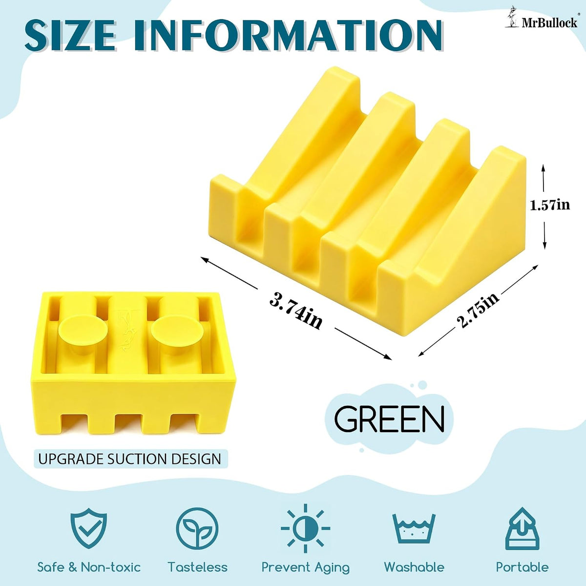 Silicone Soap Dish Self Draining with Suction Cups (Yellow,1 Pack)