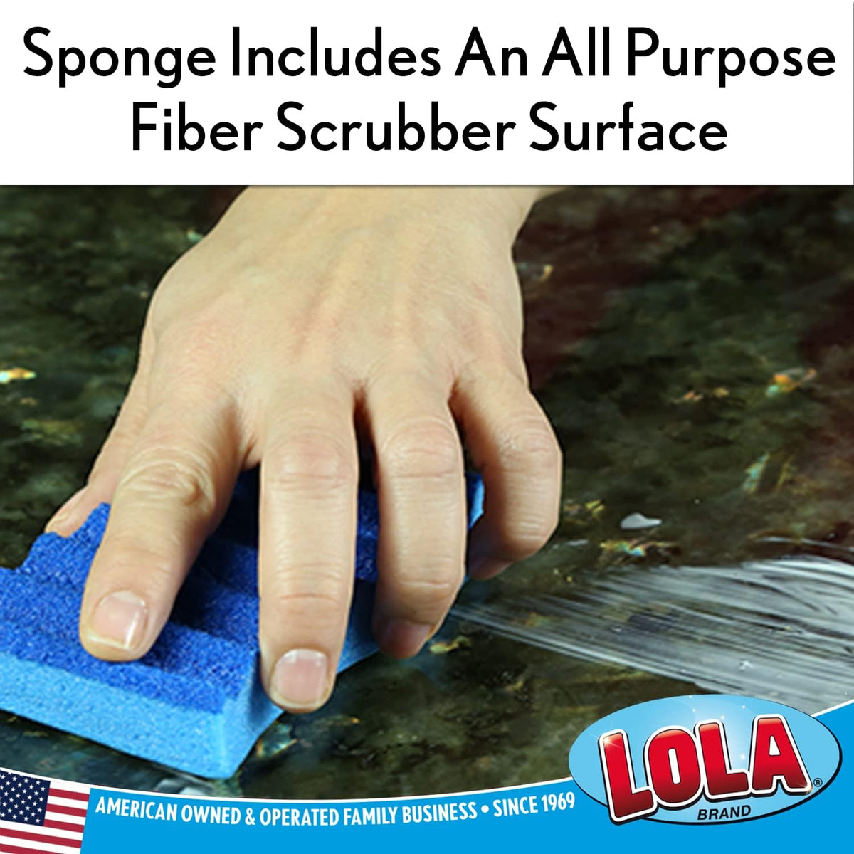 LOLA All Purpose Scrub Sponge, 12 Pack, Made in USA Scrub Sponge- Superior Technology, Non-Scratch, Long Lasting - Dishes, Mugs, Non-Stick Cookware