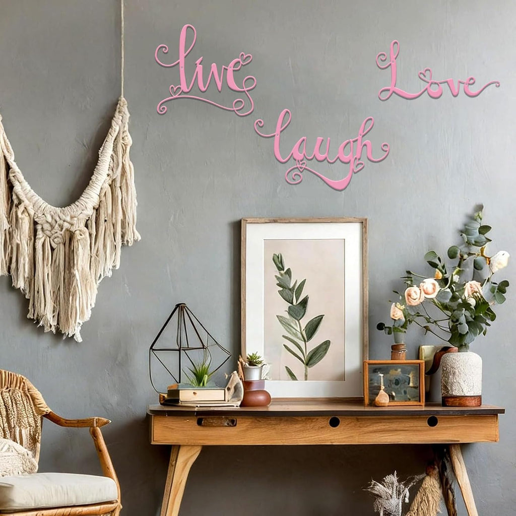 ESTART 3 Pieces Metal Letter 'Live Laugh Love' WordArt Wall Art Decor