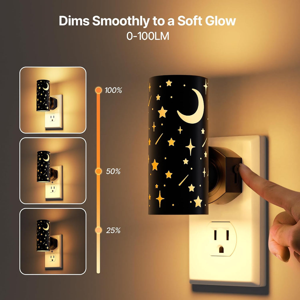 LED Night Lights Plug into Wall, Bright Nightlights, Black Stars