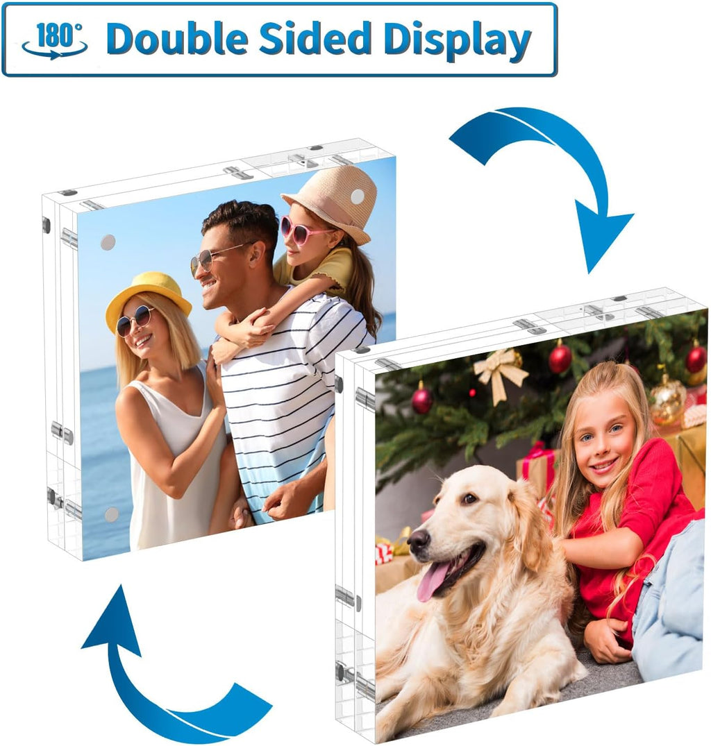 AITEE 4x4 Acrylic Picture Frames 6 Pack, Clear Picture Frames，20% Thicker