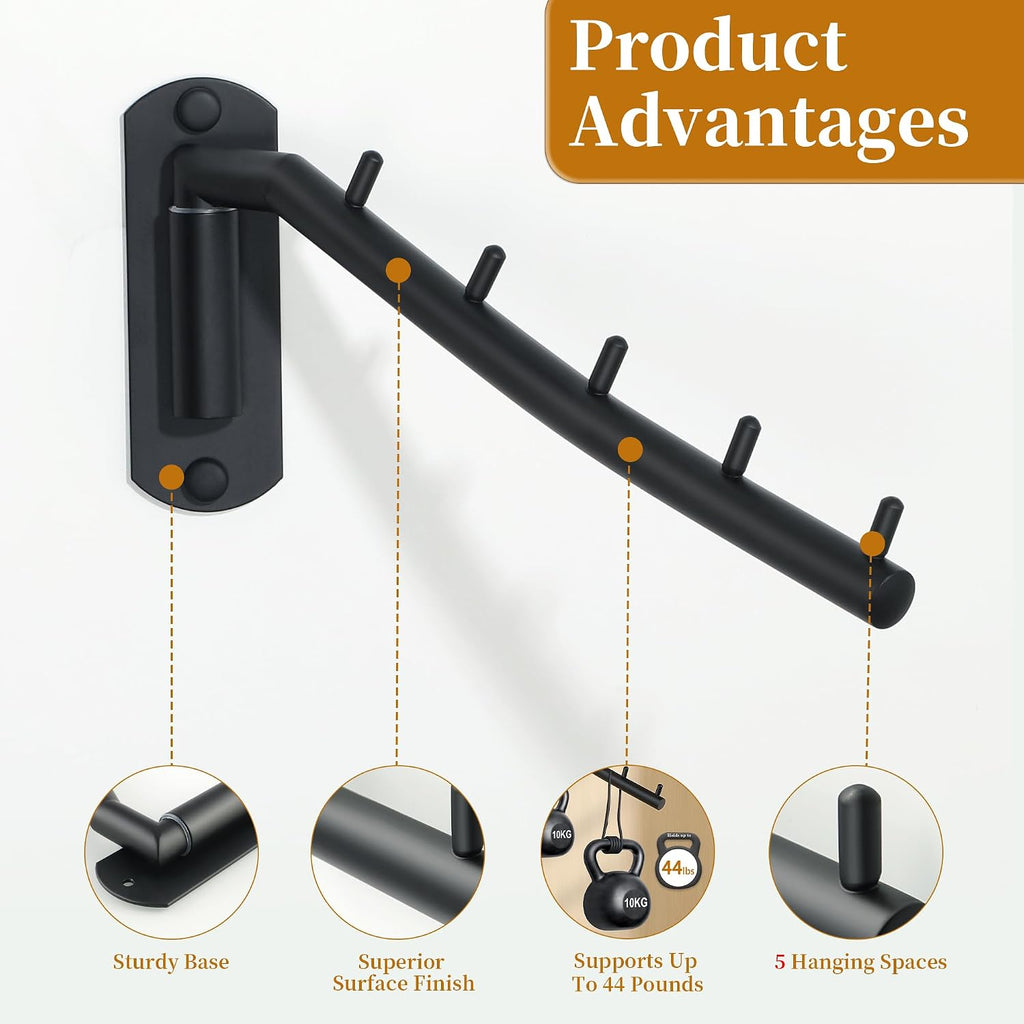 Alise Wall Mounted Drying Rack,Swivel Clothes Drying Hanger,Black,1P