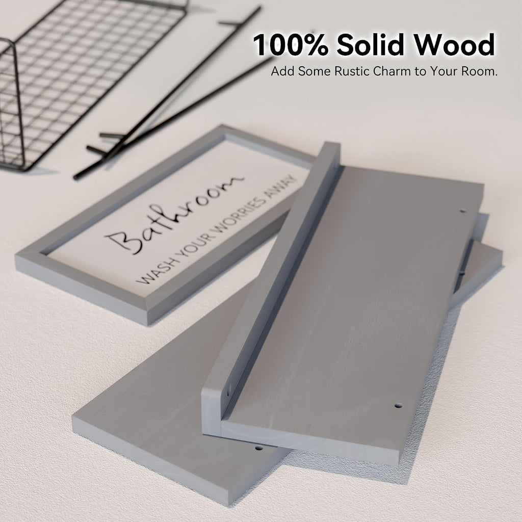 WOPITUES Floating Shelves for Bathroom Decor Art, Modern Grey