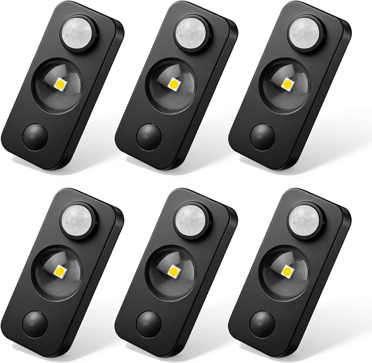 Black Motion Sensor Night Light, Wireless Rechargeable Puck Lights for Cabinet, Dimmable Stick on LED Closet Lights, Daylight White Motion Sensor Light Indoor(6 Pack)