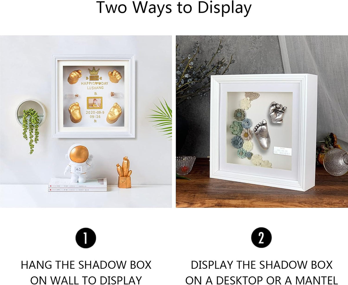 10x10 Shadow Box Frame, 3D Display Case, White, 2" Depth