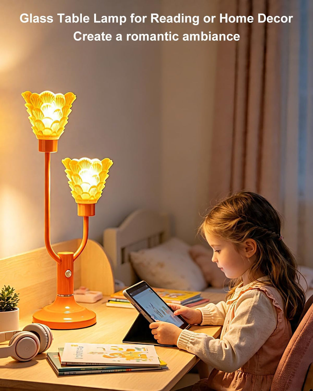 Lightdot Mid Century Modern Table Lamp Orange Vintage Lamp Gift Dimmable