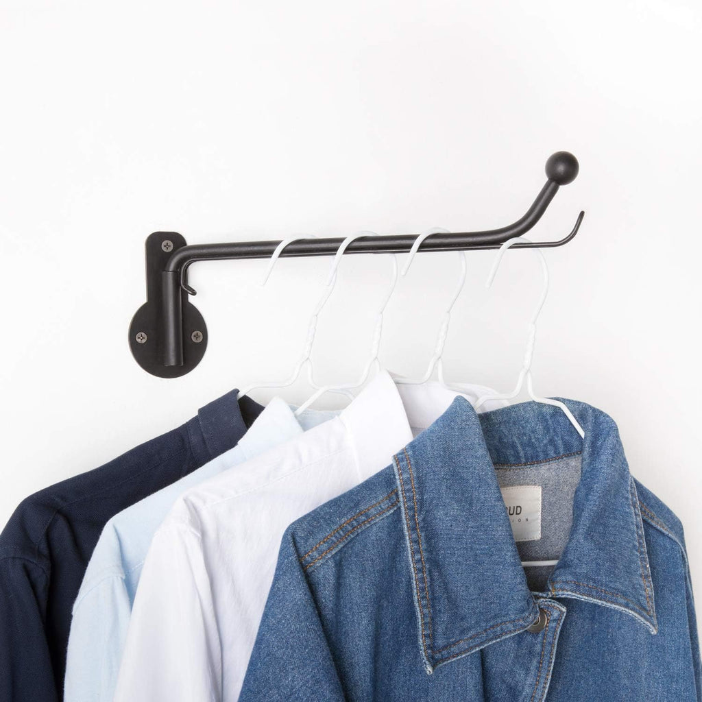 Mkono Wall Mounted Drying Rack Laundry Hook with Swing Arm Valet Rod 2 Pack