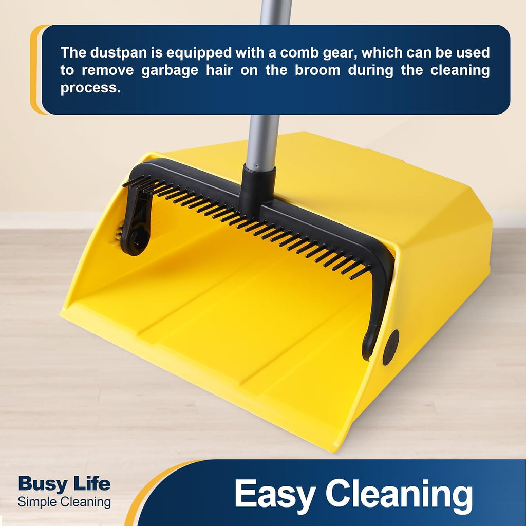 Yocada Large Commercial Dustpan with Comb, Upright Heavy Duty Dust Pan