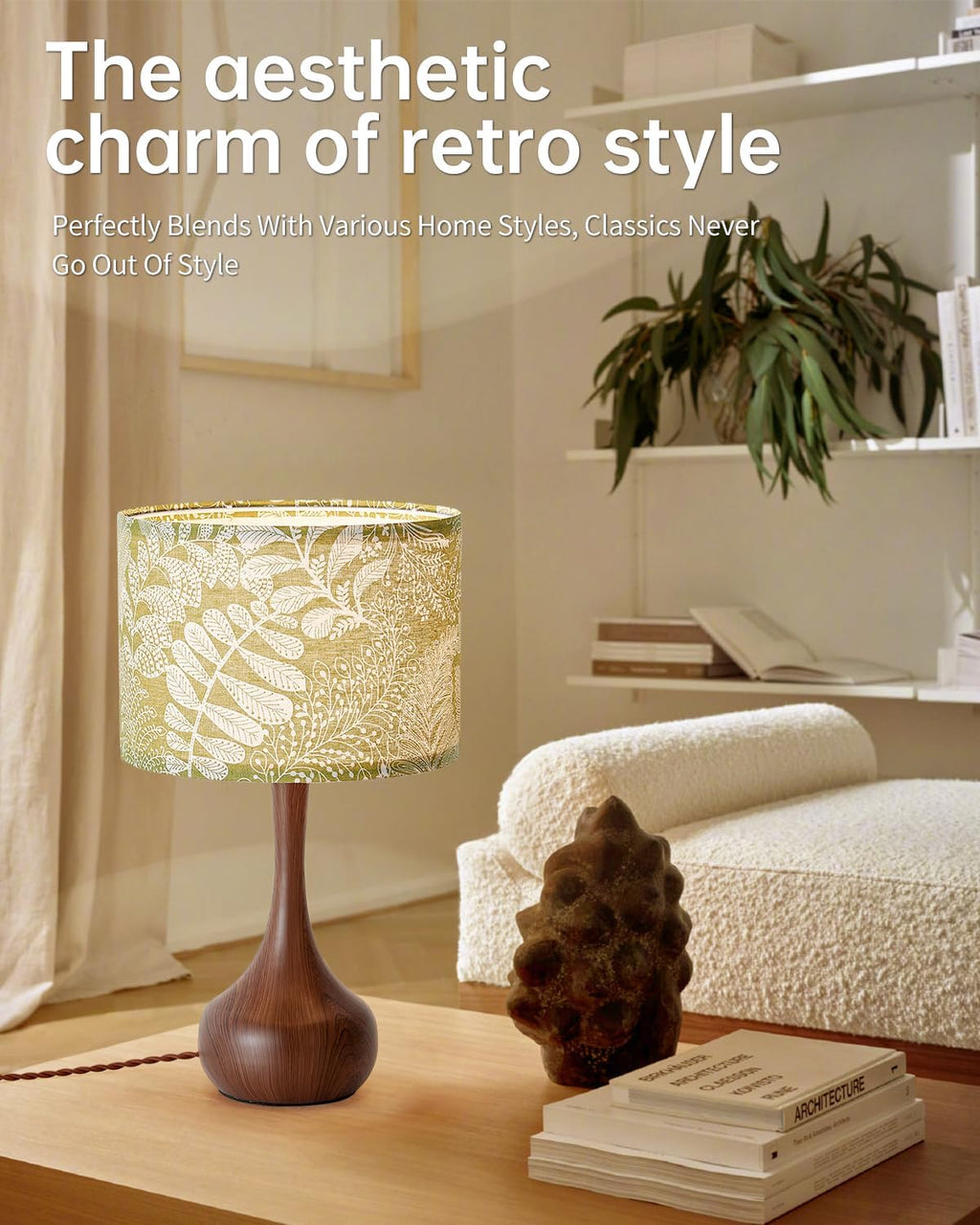 17" Small Green Shade Red Brown Table Lamp for Bedroom Living Room